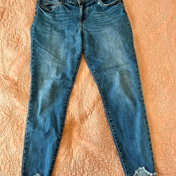 Kut from the Kloth Denim - Kut from the Kloth Blue Ankle Cropped Jeans with Distressed Hem